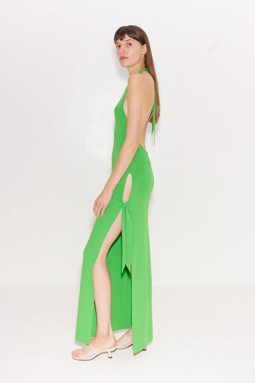 green emerald velvet dress Simon Miller Roca Crochet Dress – TrenLend main image 1