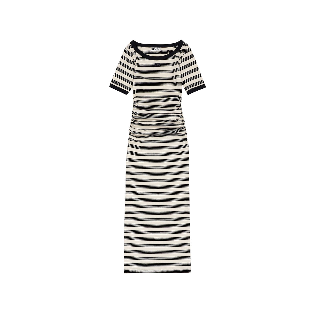 strapless open back dress STRIPED SOFT COTTON RIB SHORT SLEEVE DRESS – BRUNI