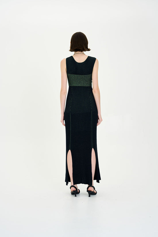 Load image into Gallery viewer, LIANA METALLIC V-NECK DRESS
