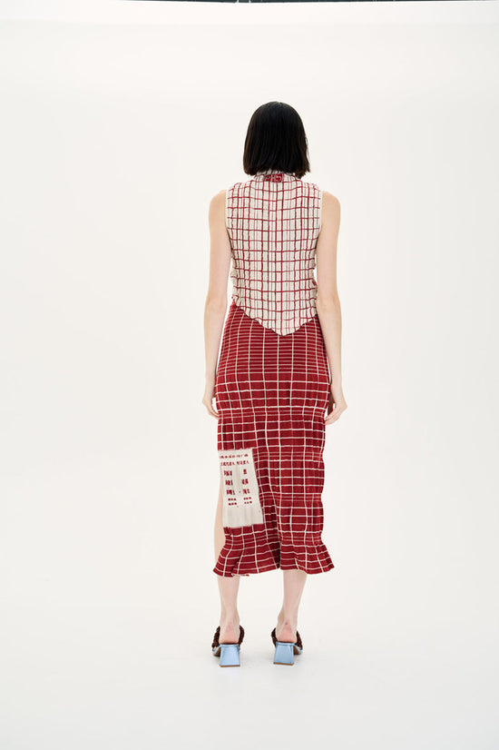 DARA PLAID PRINT MIDI SKIRT