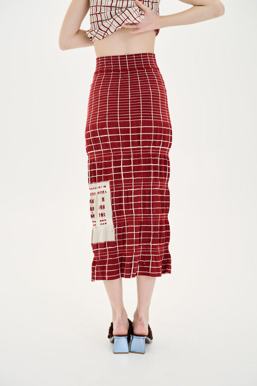 DARA PLAID PRINT MIDI SKIRT