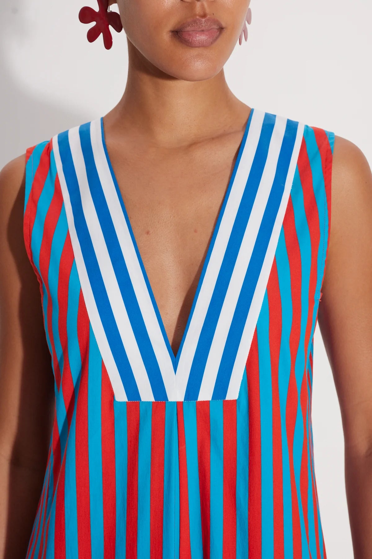 Faherty Costal Poplin Rio Shirt Dress in Seaside Stripe