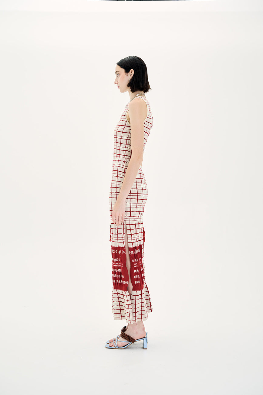 UME PLAID PRINT MAXI TANK DRESS