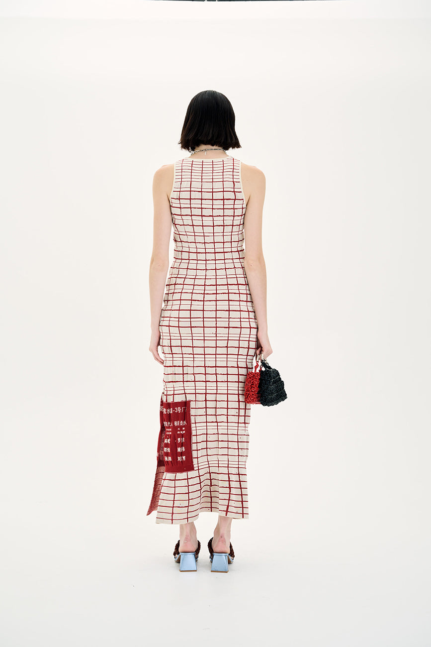 UME PLAID PRINT MAXI TANK DRESS