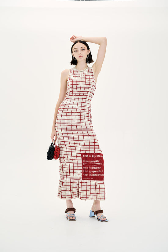 UME PLAID PRINT MAXI TANK DRESS