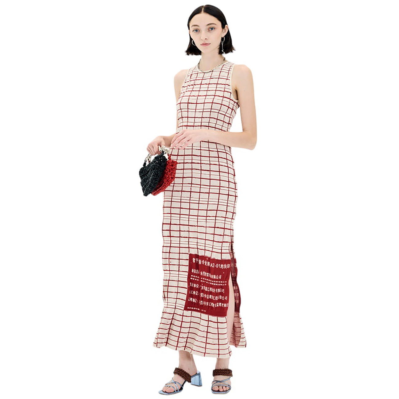 UME PLAID PRINT MAXI TANK DRESS