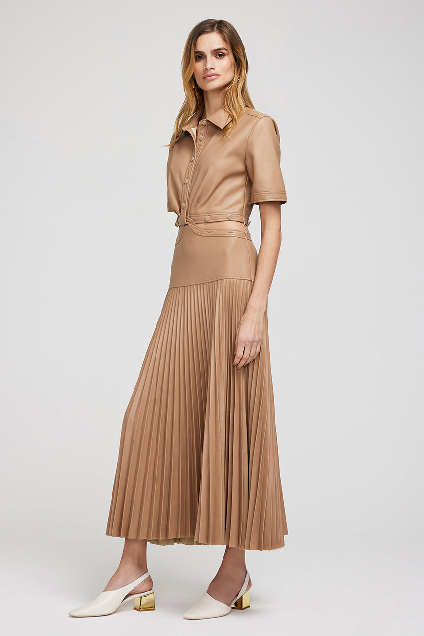 MARITZA PLEATED COMBO SHIRTDRESS