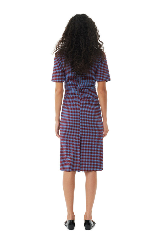 STRETCH SEERSUCKER FITTED DRESS