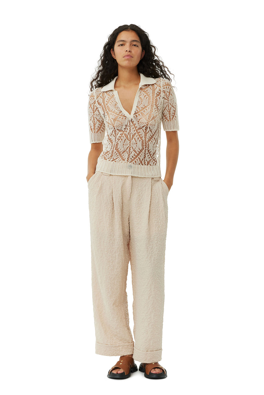 TEXTURED SUITING MIDI WAIST PANT