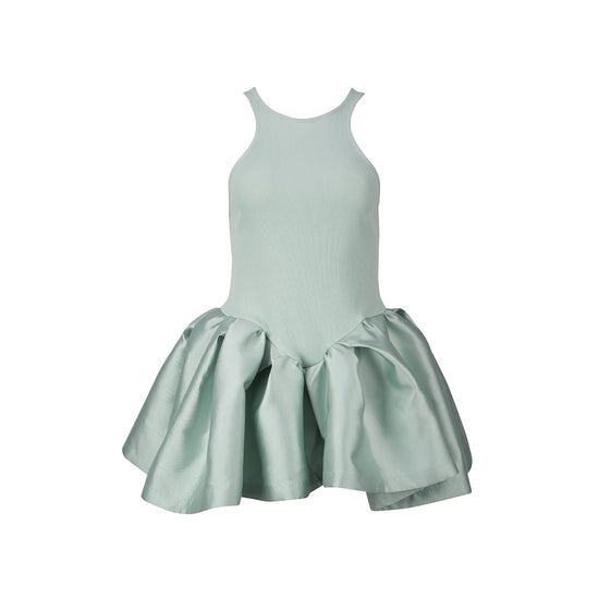 HEAVY SATIN AND RIB JERSEY PEPLUM TANK TOP