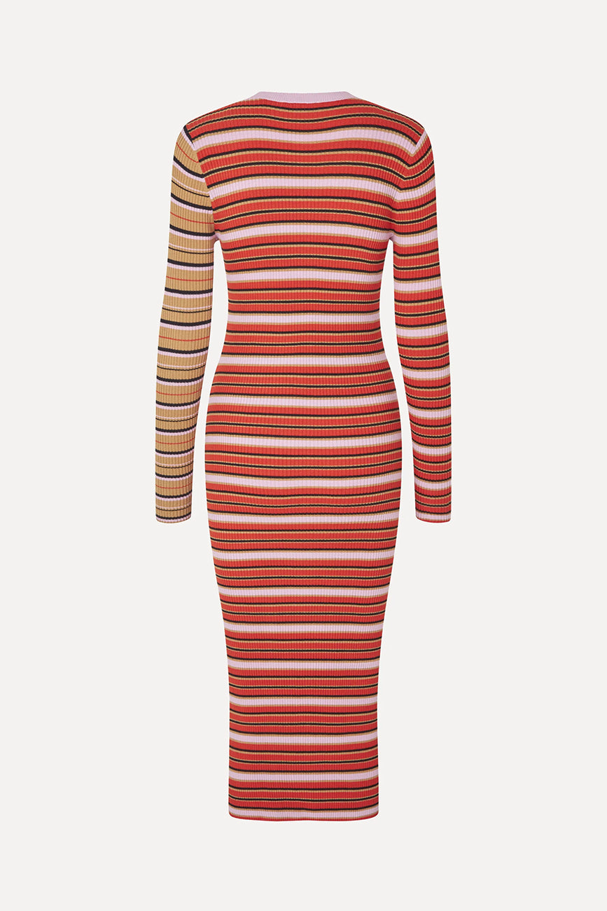 LONG SLEEVE KNIT DRESS WITH SLIT