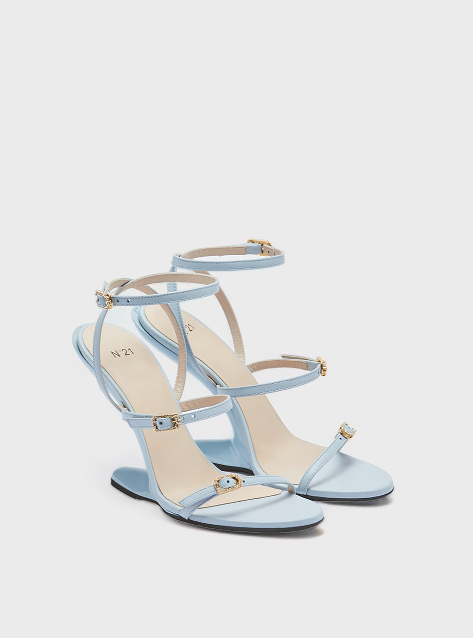 Load image into Gallery viewer, CRYSTAL-BUCKLE LEATHER SANDAL

