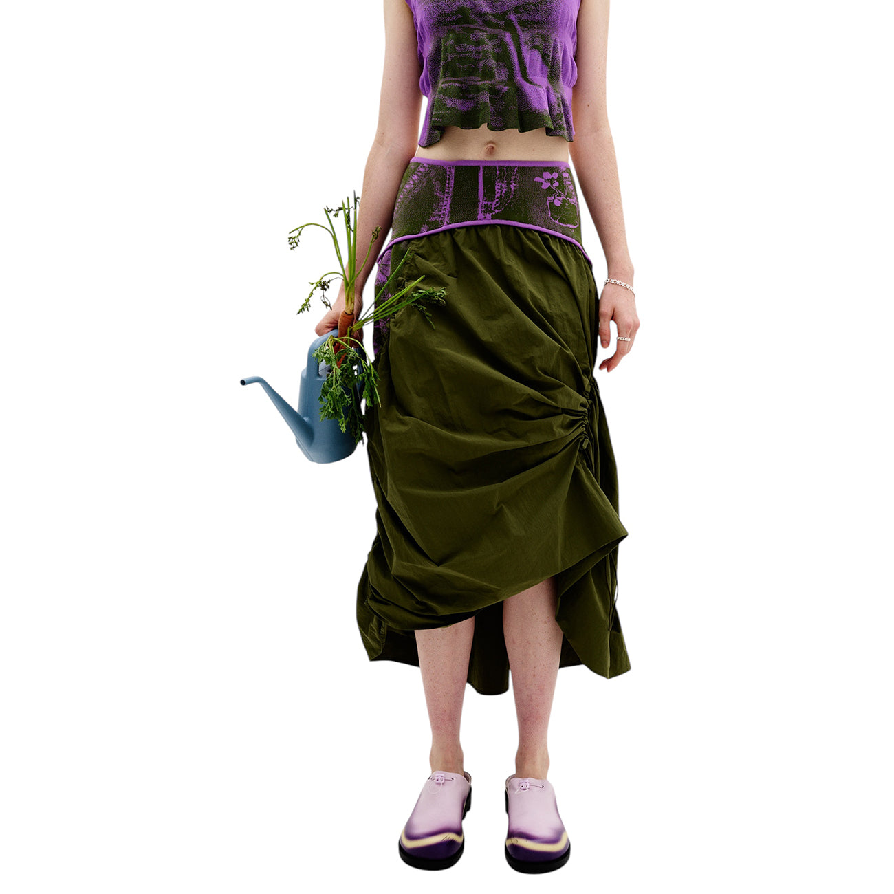 PEONY MIXED MEDIA MAXI SKIRT