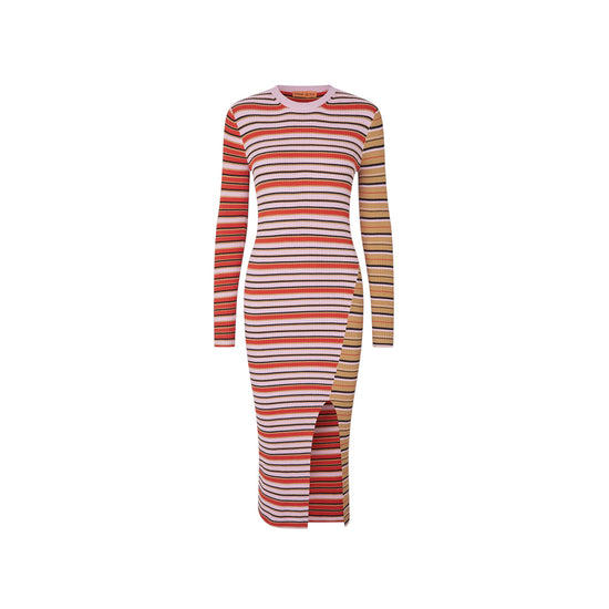 LONG SLEEVE KNIT DRESS WITH SLIT