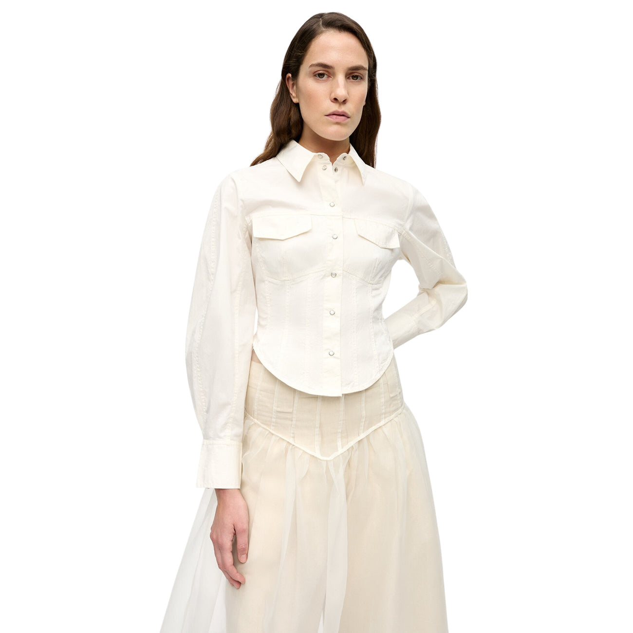 STRETCH COTTON CORSET SHIRT