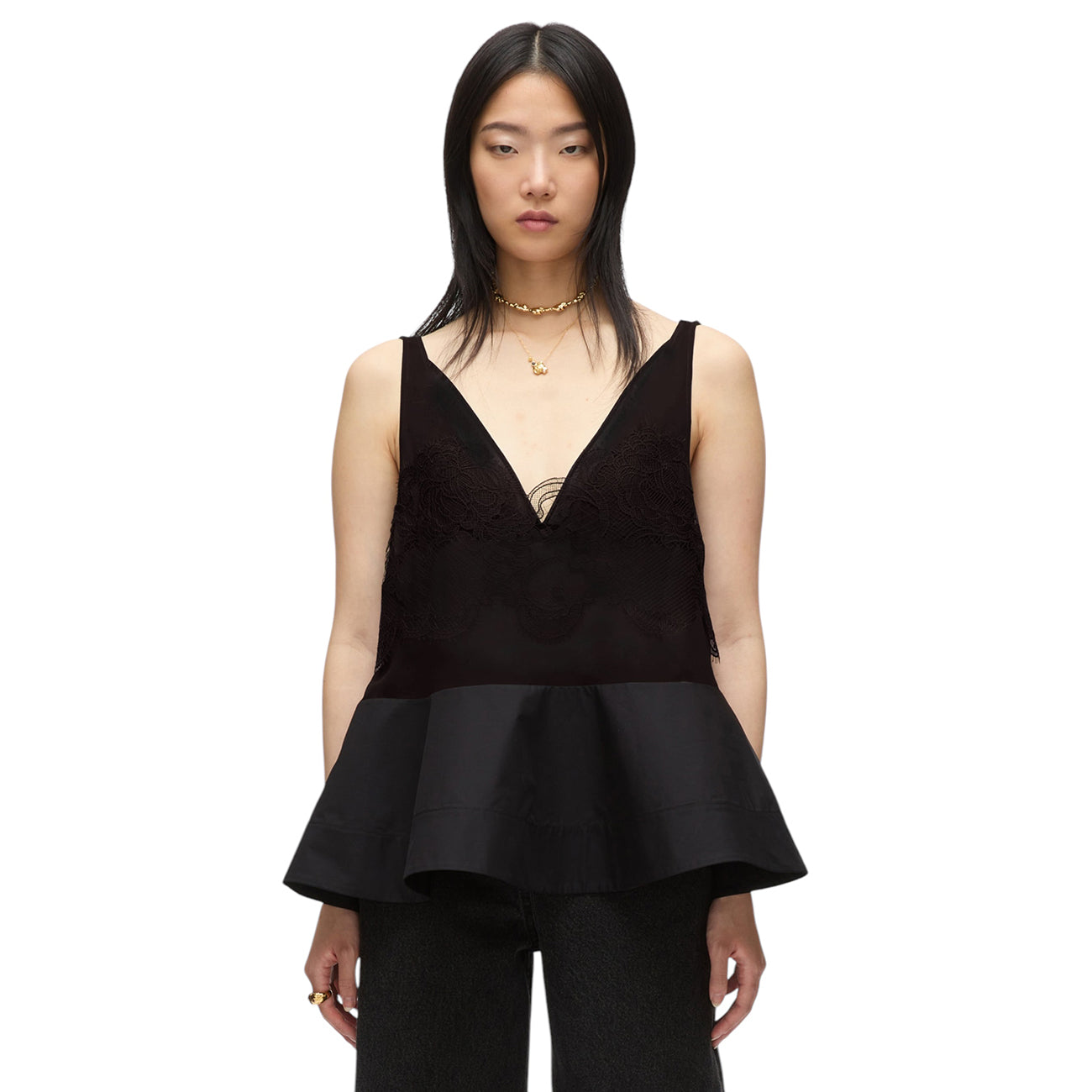 black peplum tank