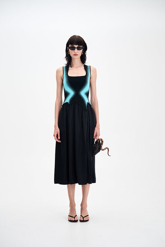NAGINI MIXED MEDIA DRESS
