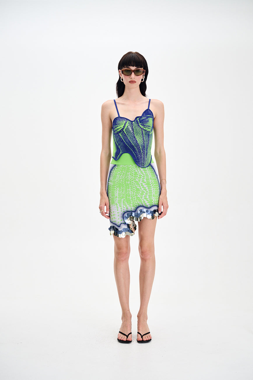 CAMELLIA DENIM PRINT TANK TOP
