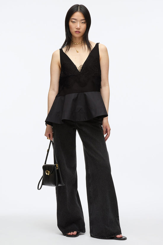 CHIFFON PEPLUM TANK WITH LACE
