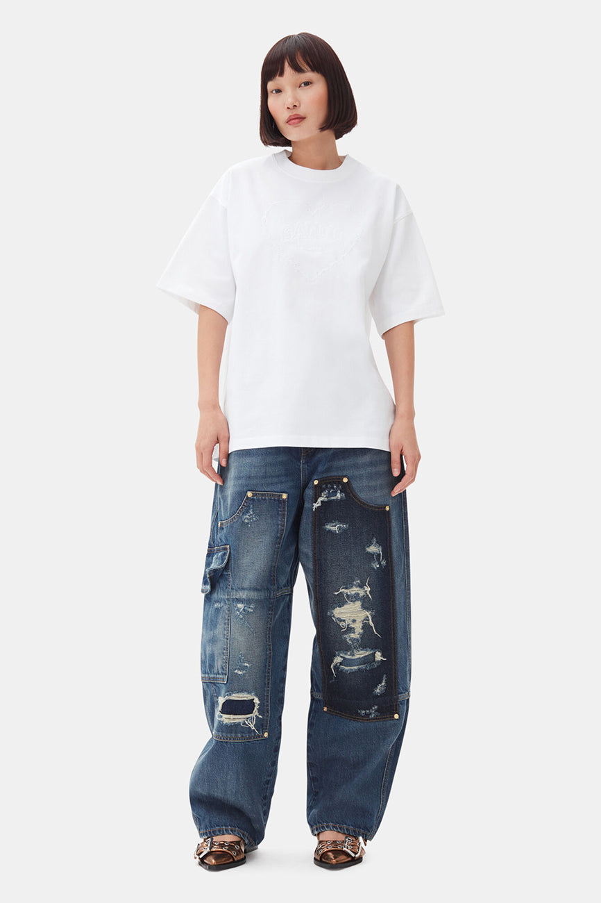 HEAVY COTTON DROP SHOULDER RHINESTONE T-SHIRT