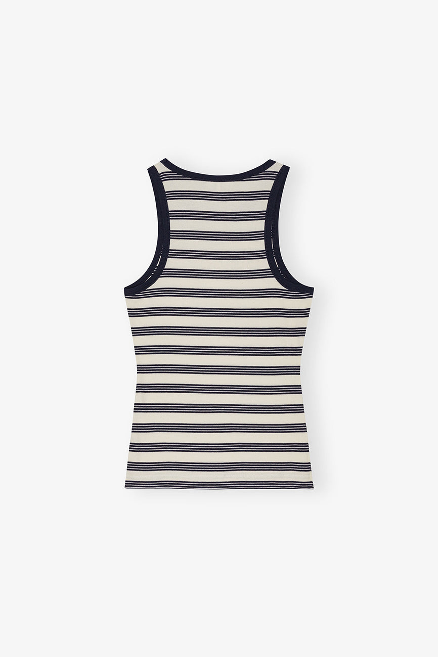 STRIPED SOFT COTTON RIB TANK TOP