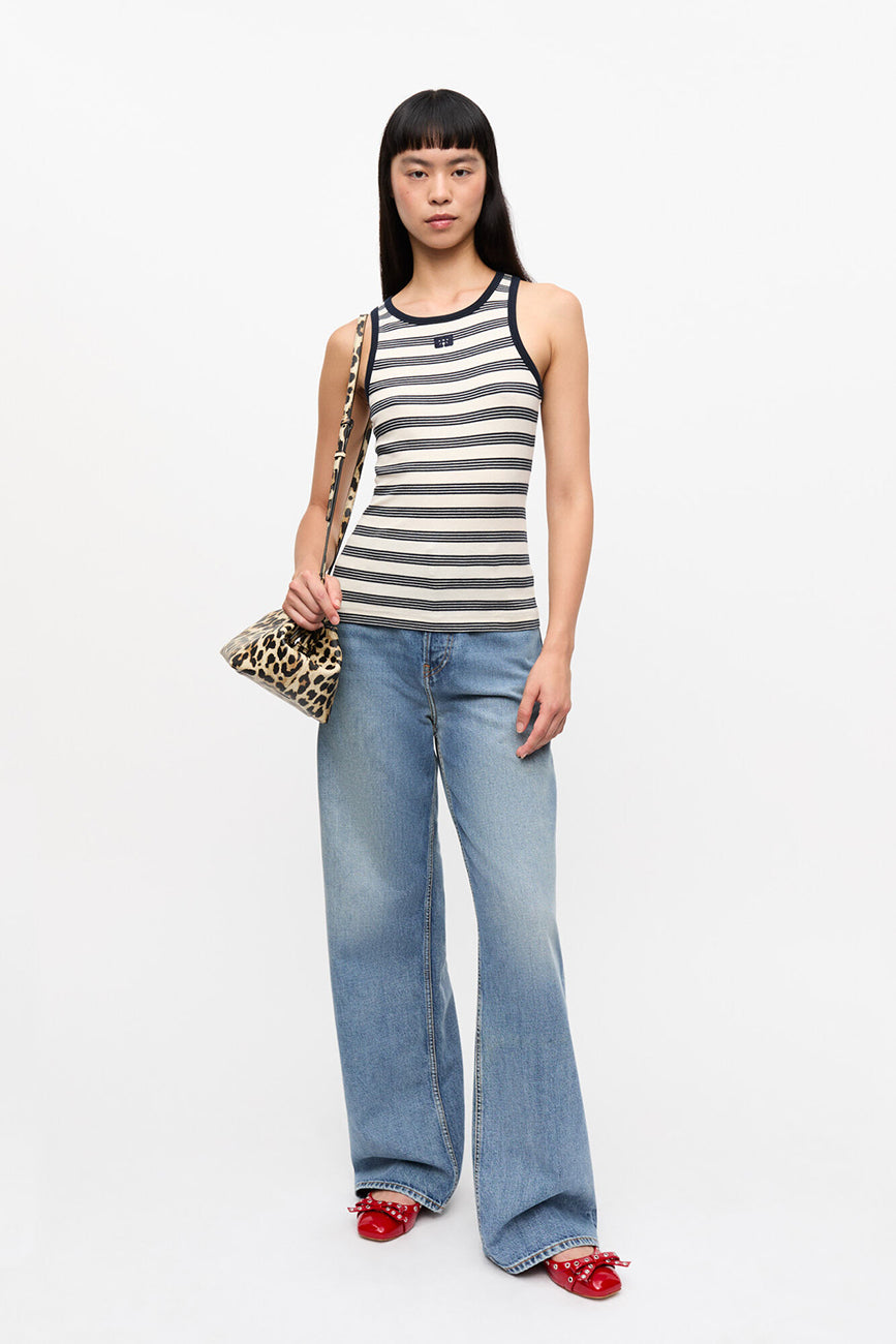 STRIPED SOFT COTTON RIB TANK TOP