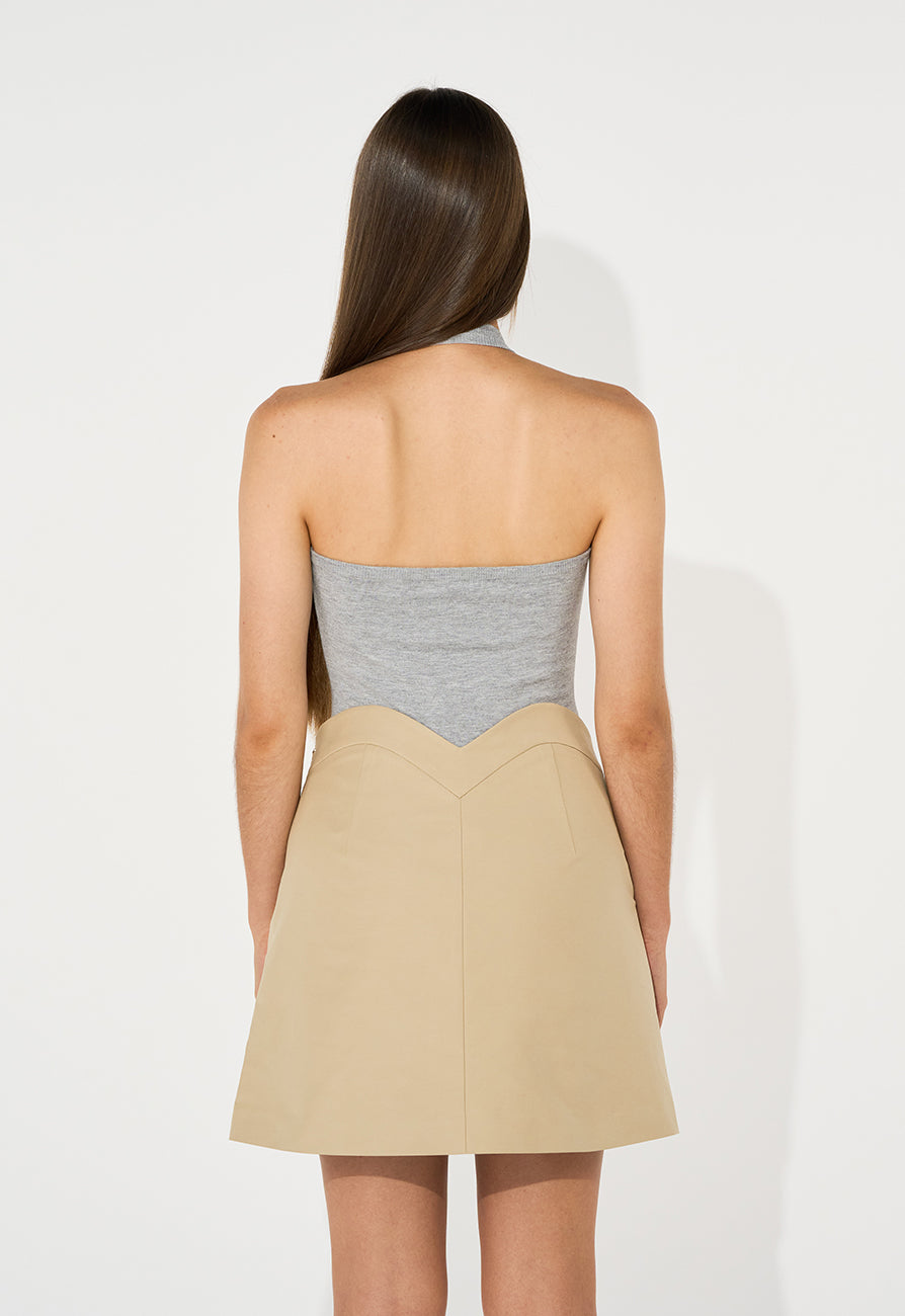 トップス MESH KNIT HALTER-NECK BODYSUIT Coated Knit Combo Mesh Halter Neck Bodysuit | bebe
