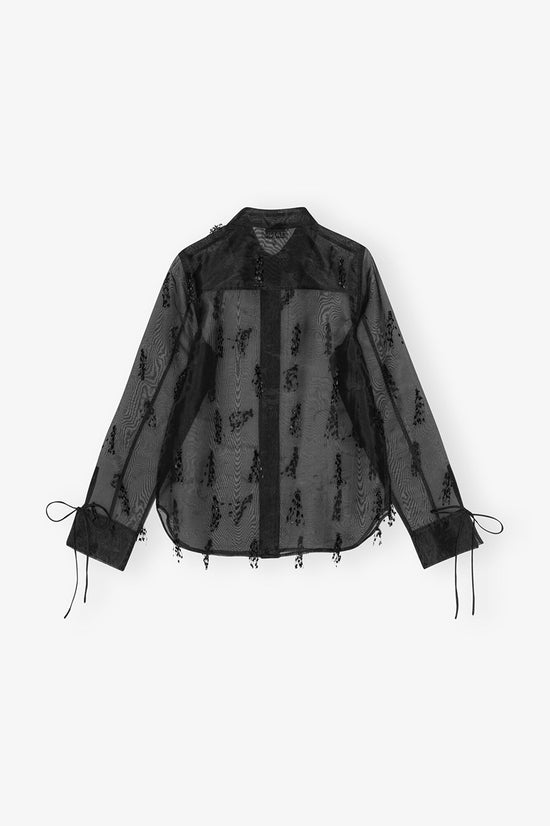 BLACK FRINGED ORGANZA SHIRT