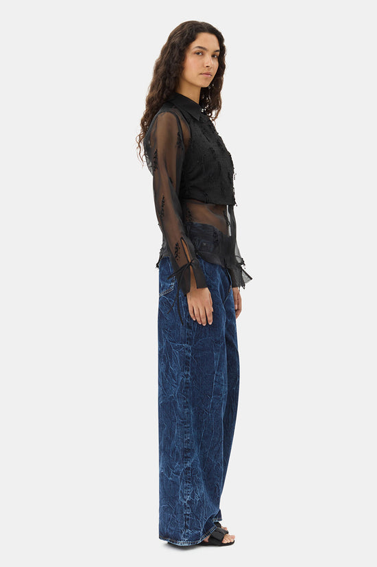 BLACK FRINGED ORGANZA SHIRT