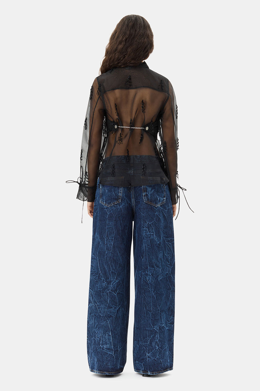BLACK FRINGED ORGANZA SHIRT