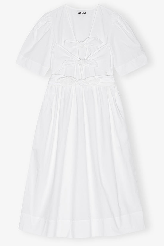 STRETCH COTTON TIE STRAP MIDI DRESS