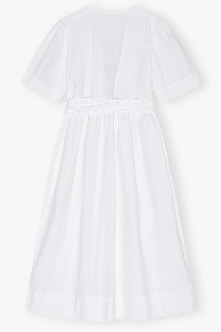 STRETCH COTTON TIE STRAP MIDI DRESS
