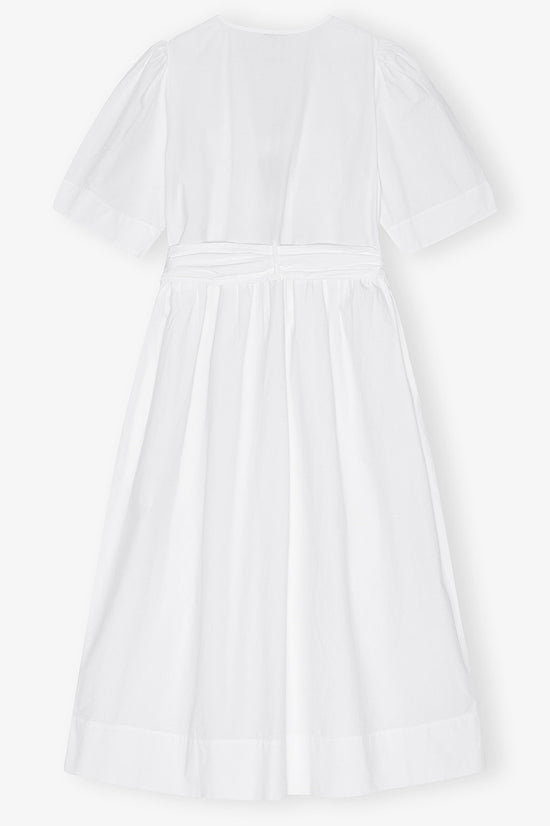 STRETCH COTTON TIE STRAP MIDI DRESS