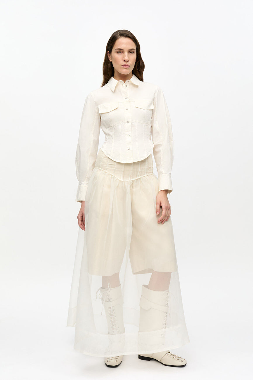 STRETCH COTTON CORSET SHIRT