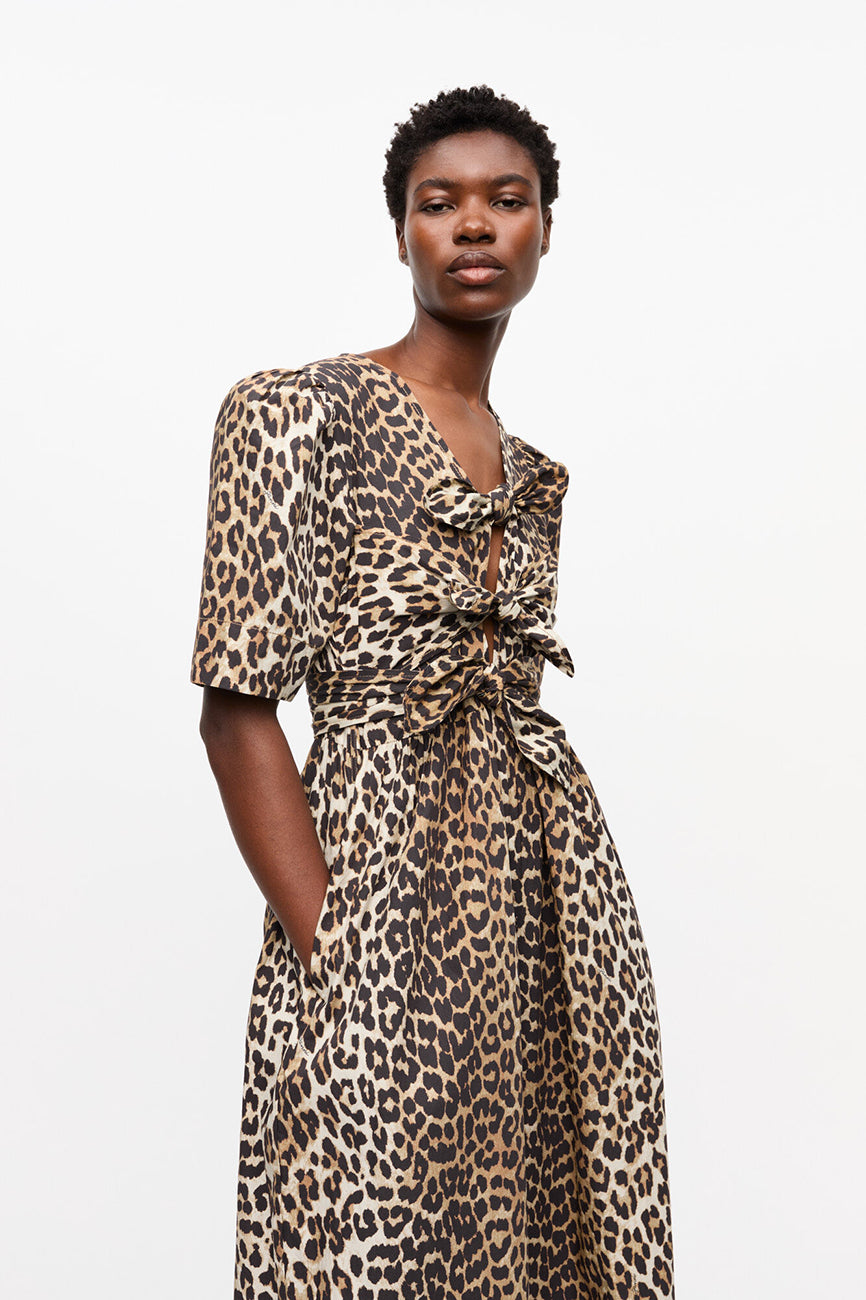 COTTON TIE STRAP MIDI DRESS