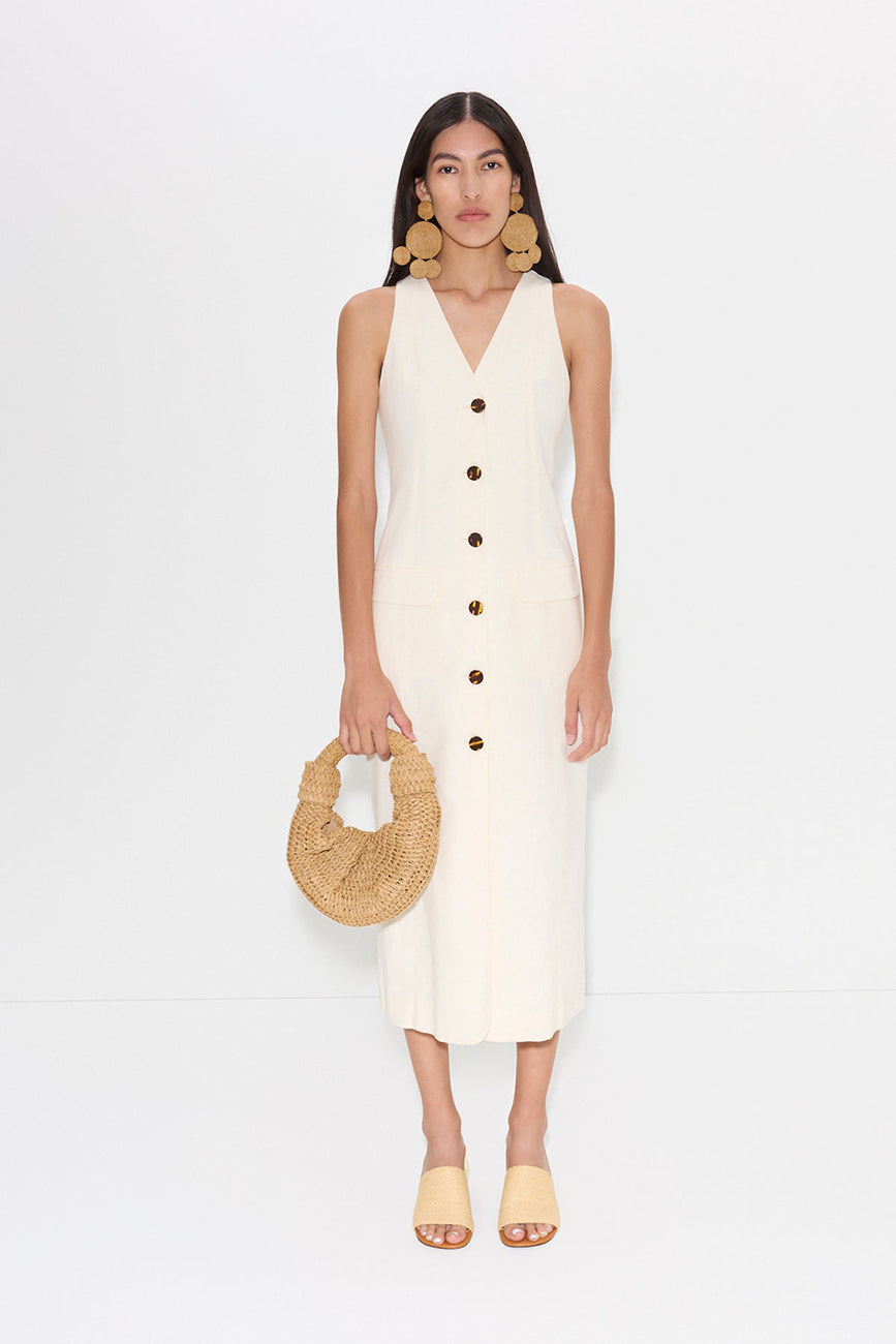 ZAPATA LINEN MIDI DRESS