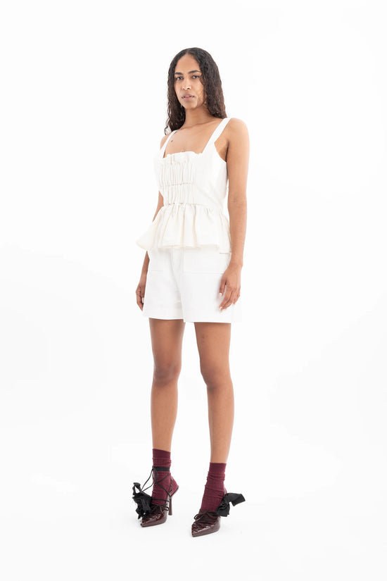 WRINKLED COTTON GATHERED TOP