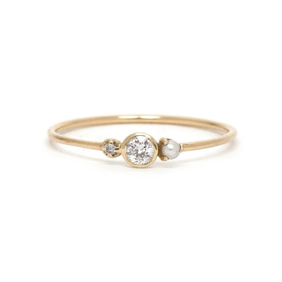 DIAMOND AND PEARL NADIA RING