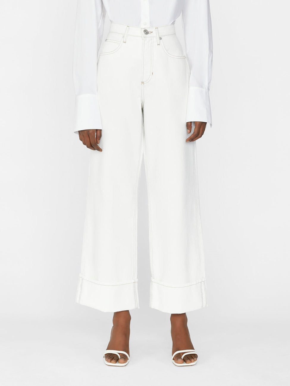 ROLLED HIGH RISE WIDE LEG JEANS