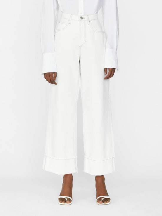 ROLLED HIGH RISE WIDE LEG JEANS