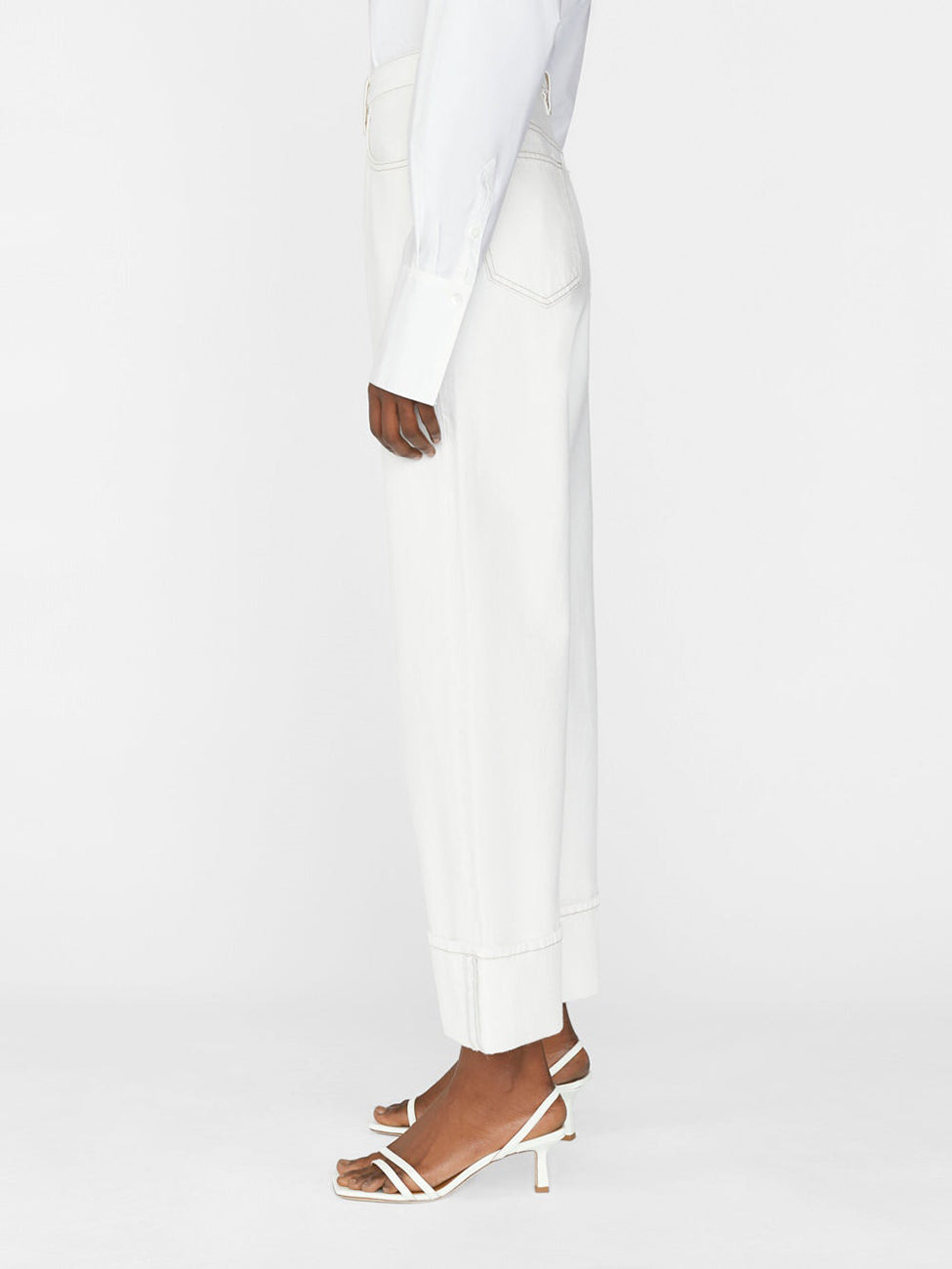 ROLLED HIGH RISE WIDE LEG JEANS