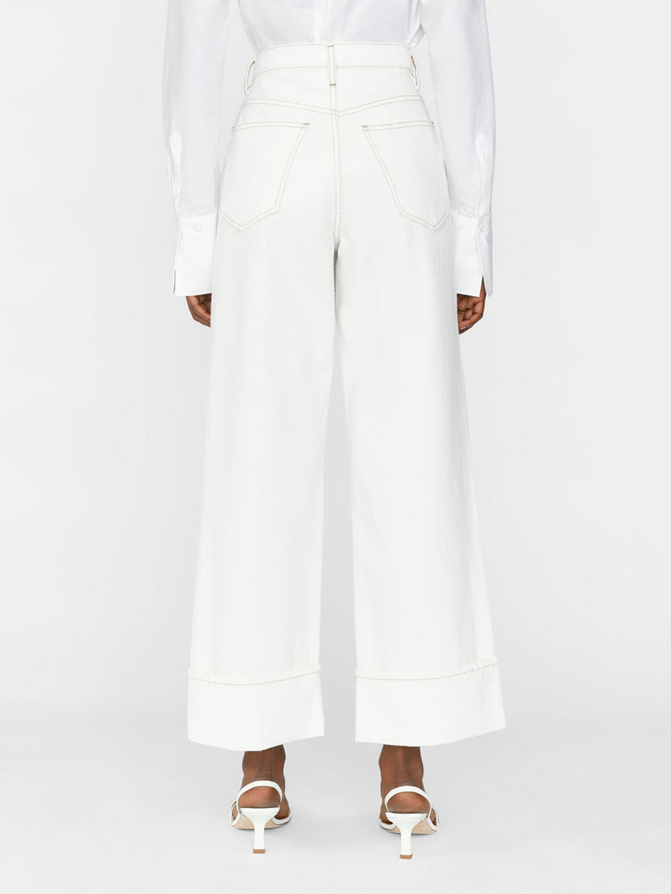 ROLLED HIGH RISE WIDE LEG JEANS