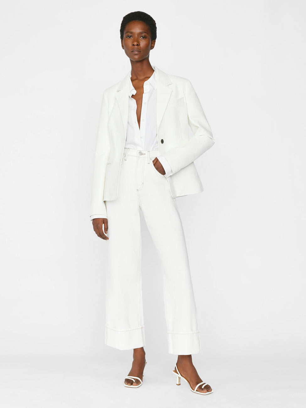 ROLLED HIGH RISE WIDE LEG JEANS