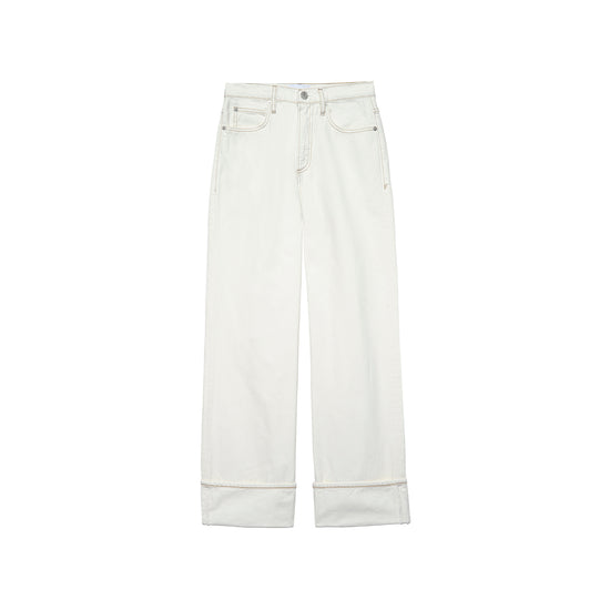 ROLLED HIGH RISE WIDE LEG JEANS